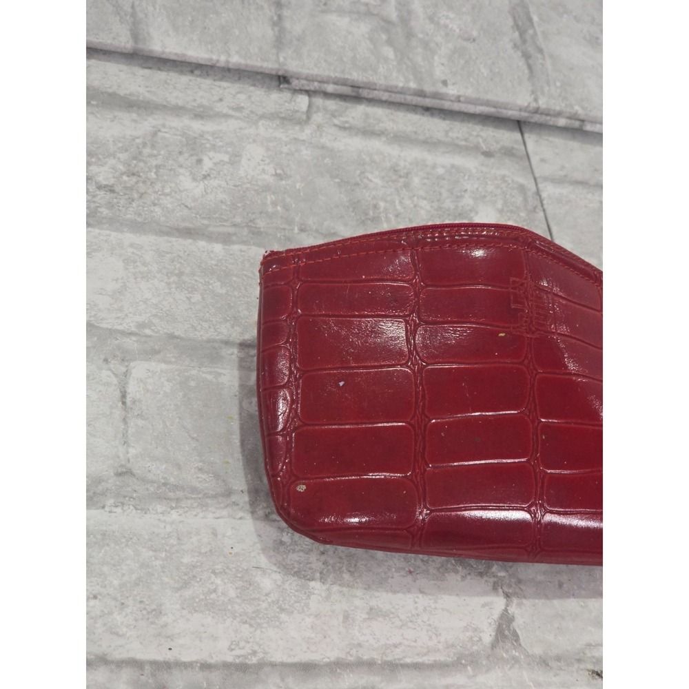 Givenchy Paris Medium Red Croc-Embossed Leather Pouch 7" x 4.5" - Picture 2 of 11